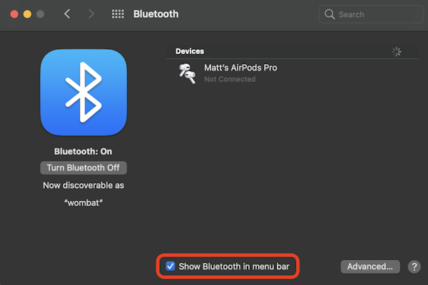Add Bluetooth menu to Mac’s menu bar