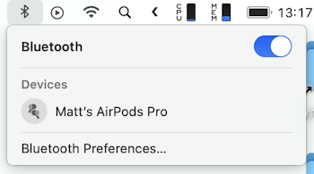 Add Bluetooth menu to Mac’s menu bar