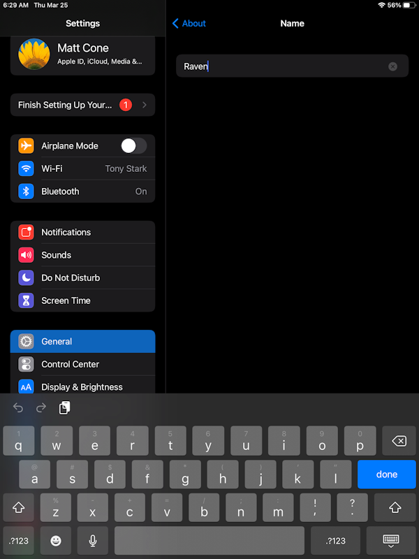 Change the name of iPad