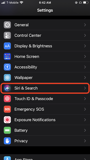 Disabling Siri on an iPhone