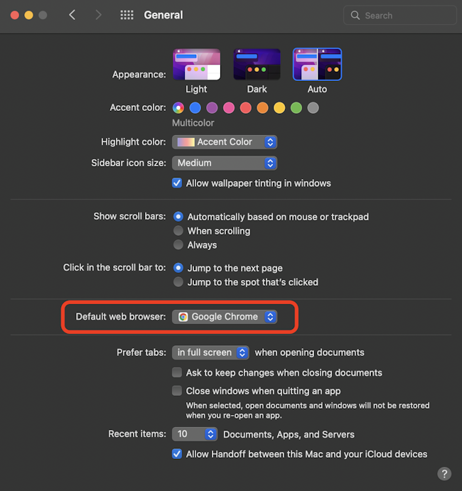 Set Chrome as the default web browser on your Mac