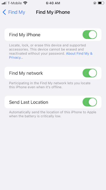 Enable Find My iPhone on your iPhone