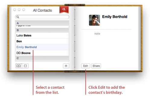 Adding a contact’s birthday information on your Mac