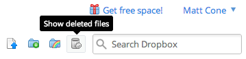 Dropbox’s show deleted files option