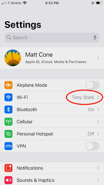 iPhone Wi-Fi indicators