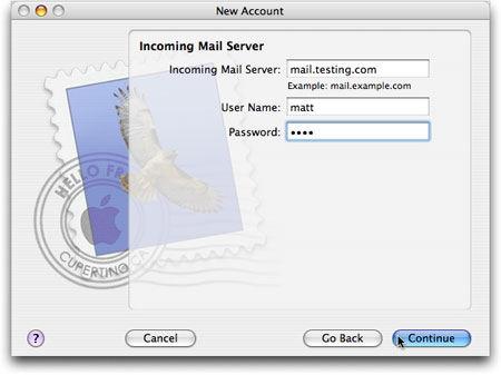 Adding an account to Apple’s Mail application