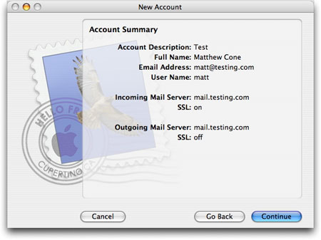 Adding an account to Apple’s Mail application
