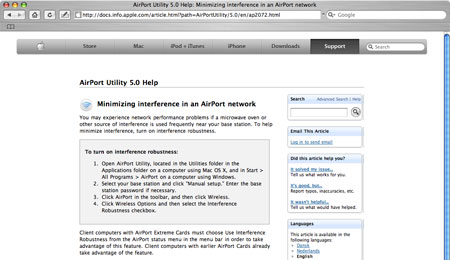 Apple’s support website