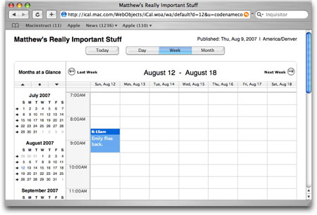 iCal calendar on the internet