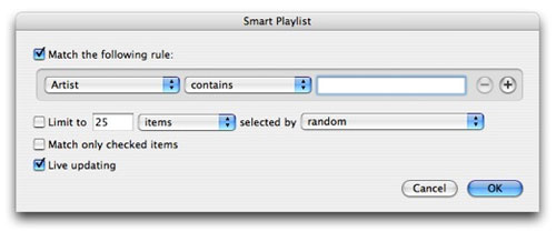 Choose your Smart Playlist’s rules