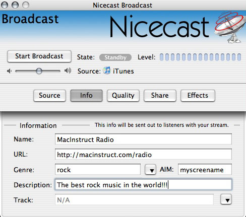 Creating an internet radio station using a Mac