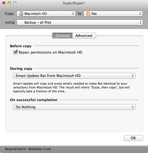 Backing up a Mac’s hard drive with SuperDuper!